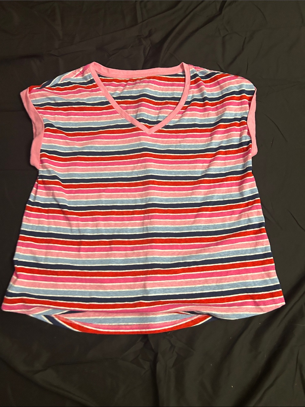 Talbots Pink and Blue Striped V-Neck Tank Top
